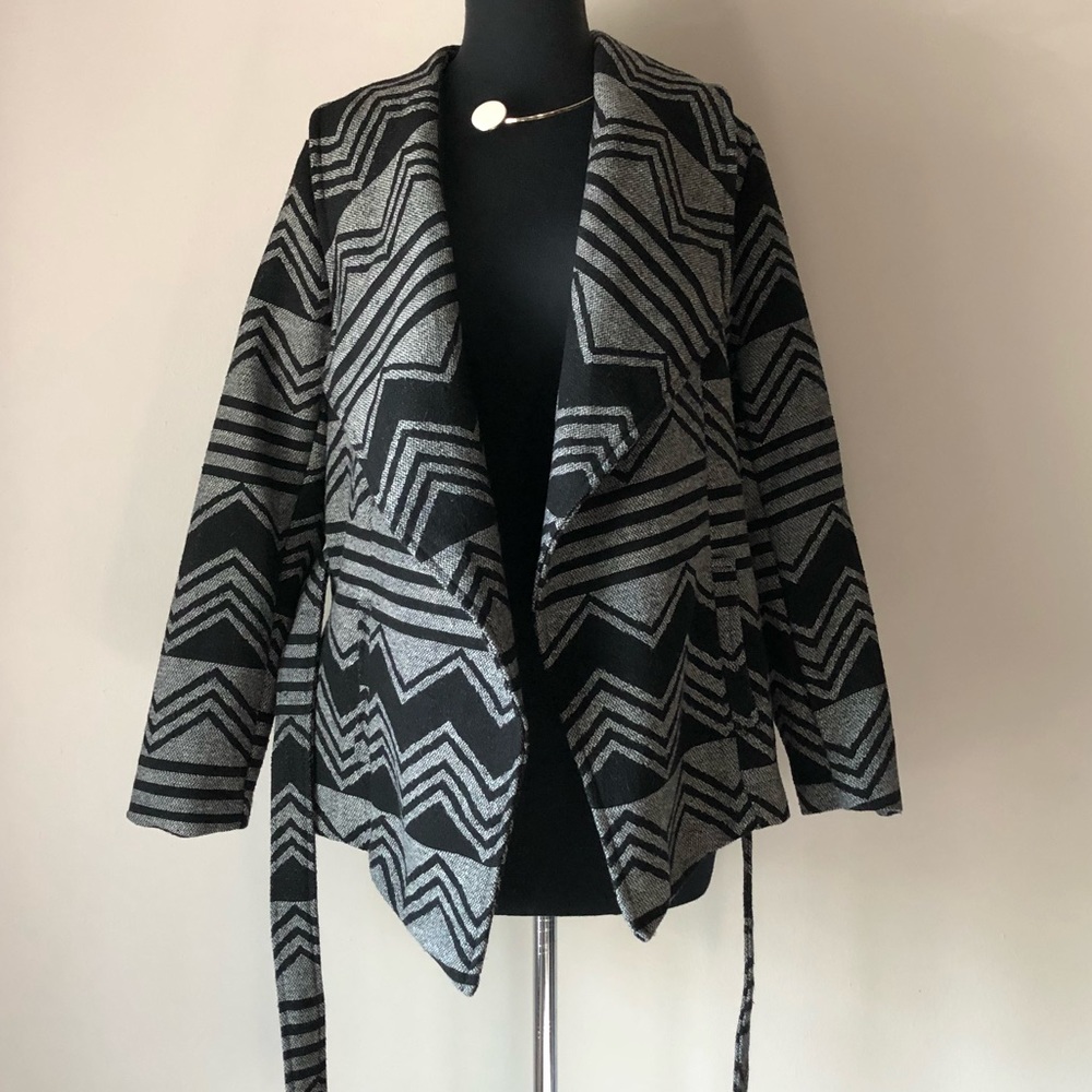 Charlotte Russe Chevron Tribal Print Wrap Coat